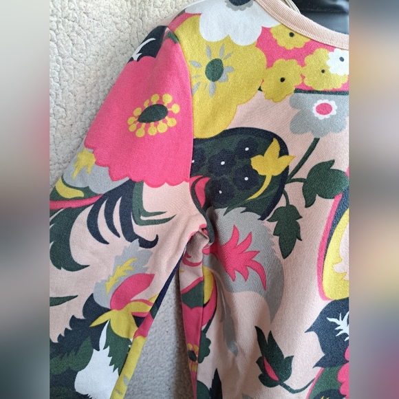 Women's Talbots Pink and Green Floral Abstract Design Pullover Sweater - Picture 3 of 10